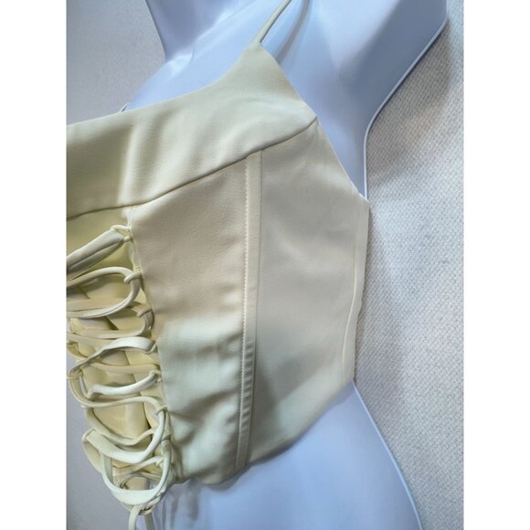 Finesse Womens Malia Ivory Lace Up Corset Top Size M Ivory Sleeveless Sexy Chic - Picture 7 of 13